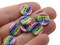 10 13mm Rainbow Striped with Pink Ends Resin Flat Round Plastic Four Hole Buttons
